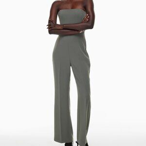 WILFRED 0 Grey Japanese Crepe Endless Jumpsuit Wide-Leg Strapless